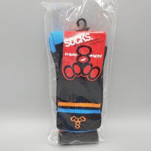 Triple Eight 8 Skateboard Socks Black Blue Orange Mens One Size NIP